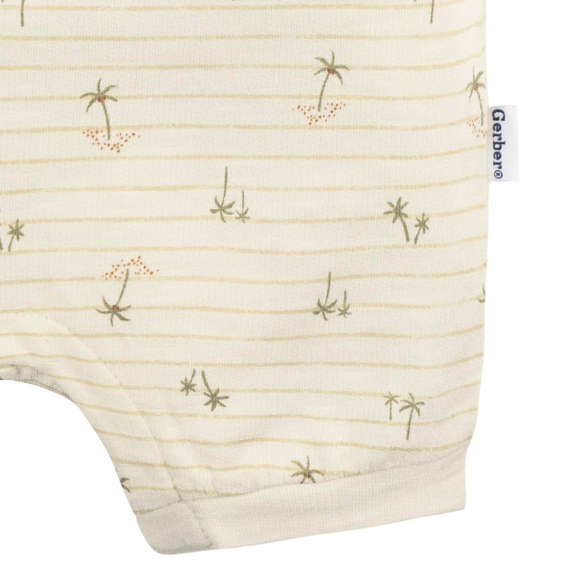 Gerber Baby Boys Cotton Polo Romper, Palm Tree Stripe, 0-3 Months - Image 4