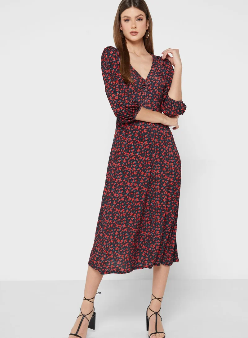 DEBENHAMS V-Neck Printed Dress