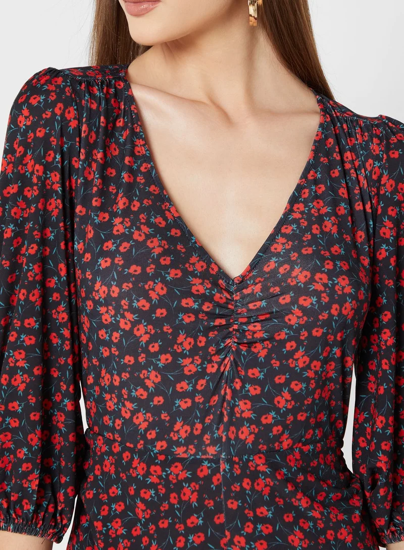 DEBENHAMS V-Neck Printed Dress