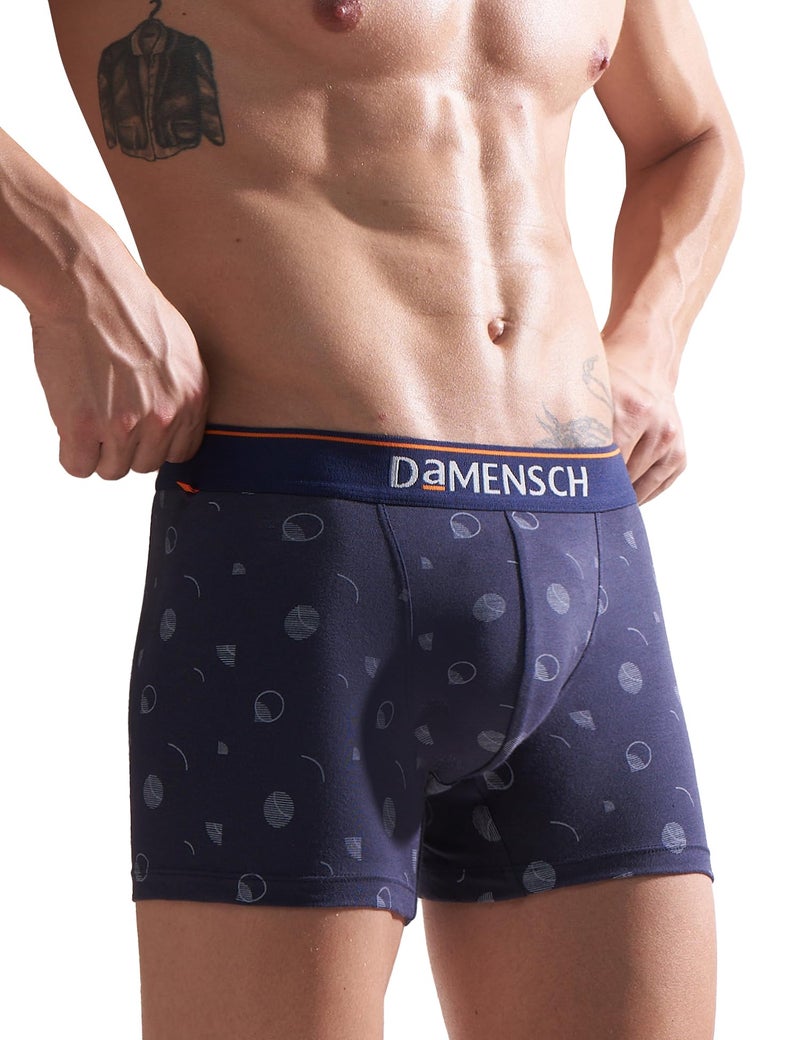 DAMENSCH Deo-Cotton Men's Anti-Bacterial Moisture-Free Cotton Printed Trunks-Blue Buzz-Pack of 1-X-Large - Image 1