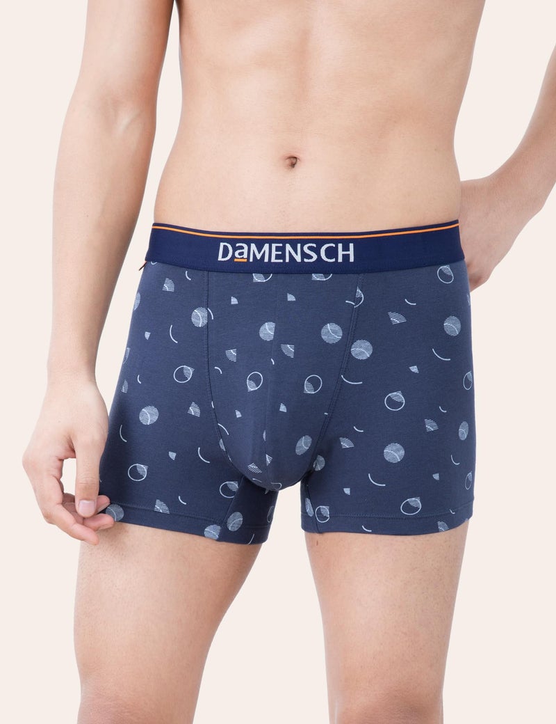 DAMENSCH Deo-Cotton Men's Anti-Bacterial Moisture-Free Cotton Printed Trunks-Blue Buzz-Pack of 1-X-Large - Image 4