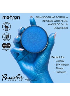 mehron Mehron Makeup Paradise Makeup AQ Pro Size | Face & Body Painting, Special FX, Beauty, Cosplay, and Halloween | Water Activated Face Paint & Body Paint 1.4 oz (40 g) (Metallic Dark Blue)  - Image 2