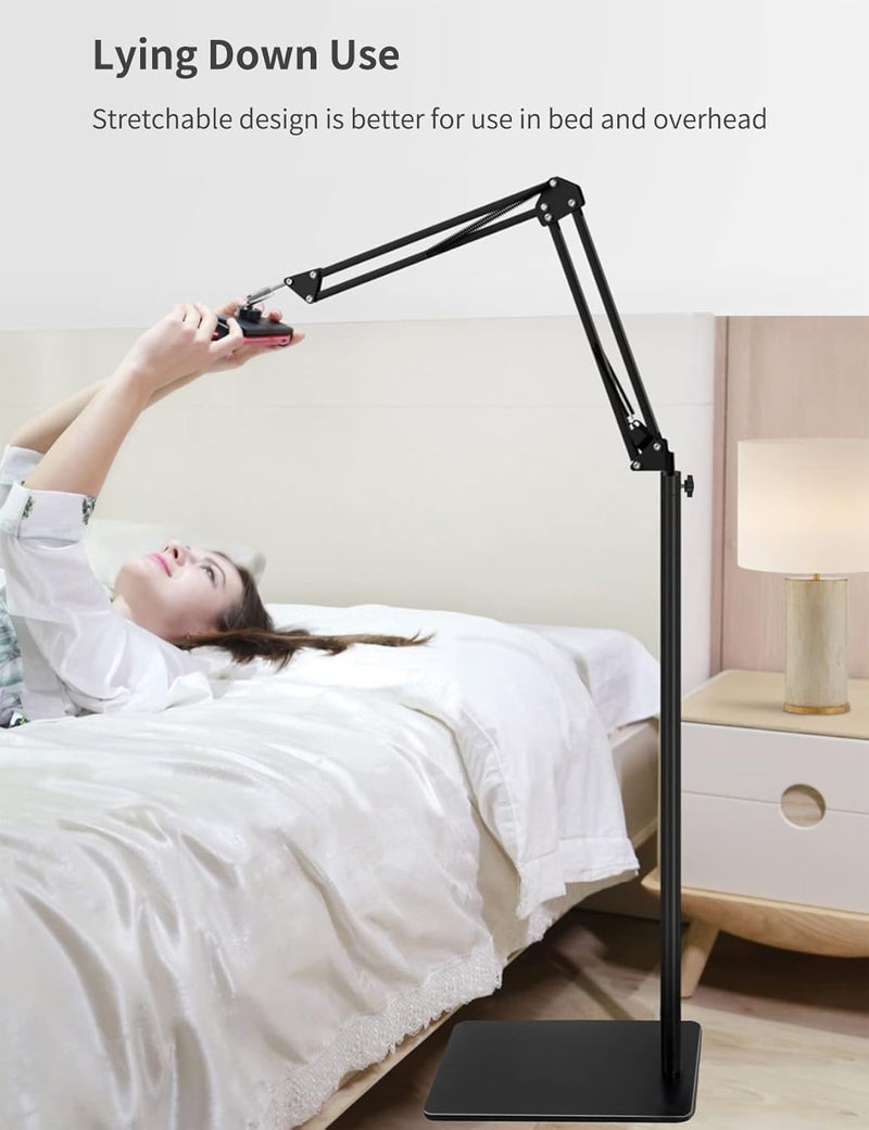 Sounce Adjustable Tripod Floor Stand for 4 to 11 Inch Mobiles & Tablets | Ideal for Overhead Video Recording, Watching Movies, Online Classes, Cooking, Work from Home Idea - Image 1