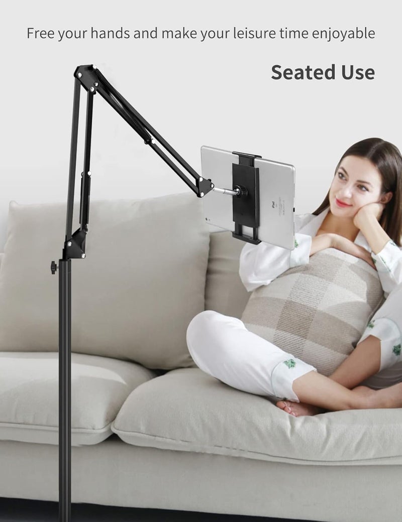 Sounce Adjustable Tripod Floor Stand for 4 to 11 Inch Mobiles & Tablets | Ideal for Overhead Video Recording, Watching Movies, Online Classes, Cooking, Work from Home Idea - Image 3