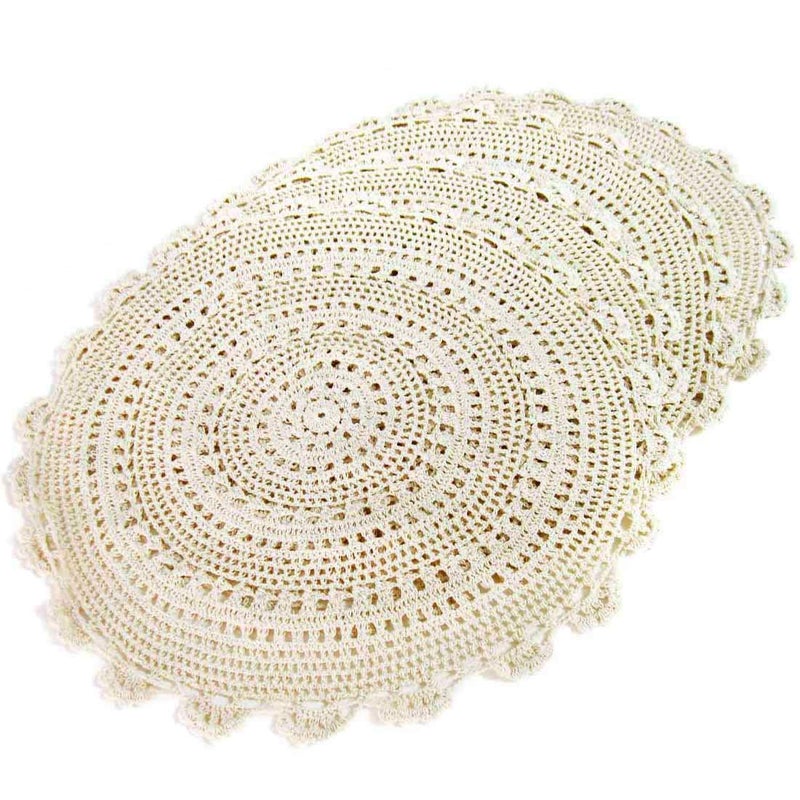 Phantomon Handmade Doilies Crochet Round Cotton Large Lace Placemats Coasters Table Covers Pack of 4 Beige 17 Inch
