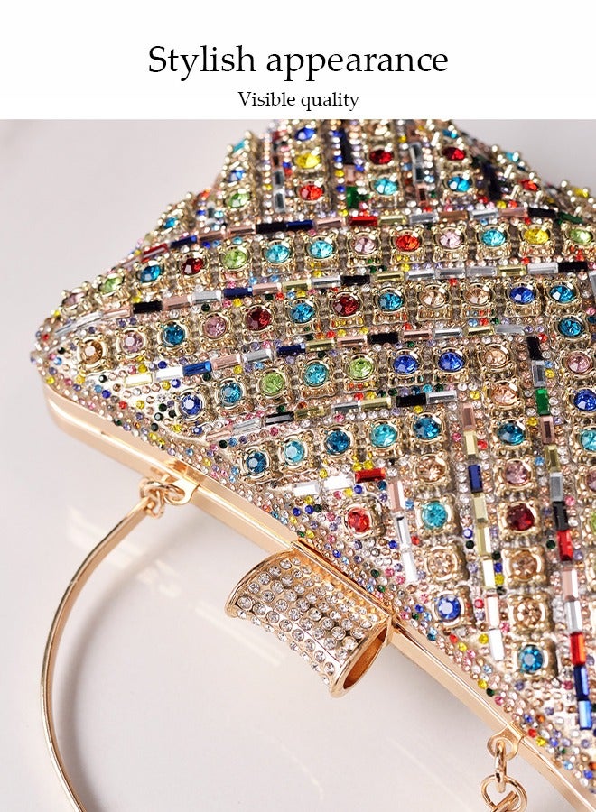 DUNISO Crystal Clutch Bag, Evening Bag, Shiny Luxury Rhinestone Wedding Bridesmaid Handbag, Party Bag, Shiny Banquet Handbag Evening Dress Rhinestone Bag, Suitable for Wedding, Banquet, Party  - Image 4
