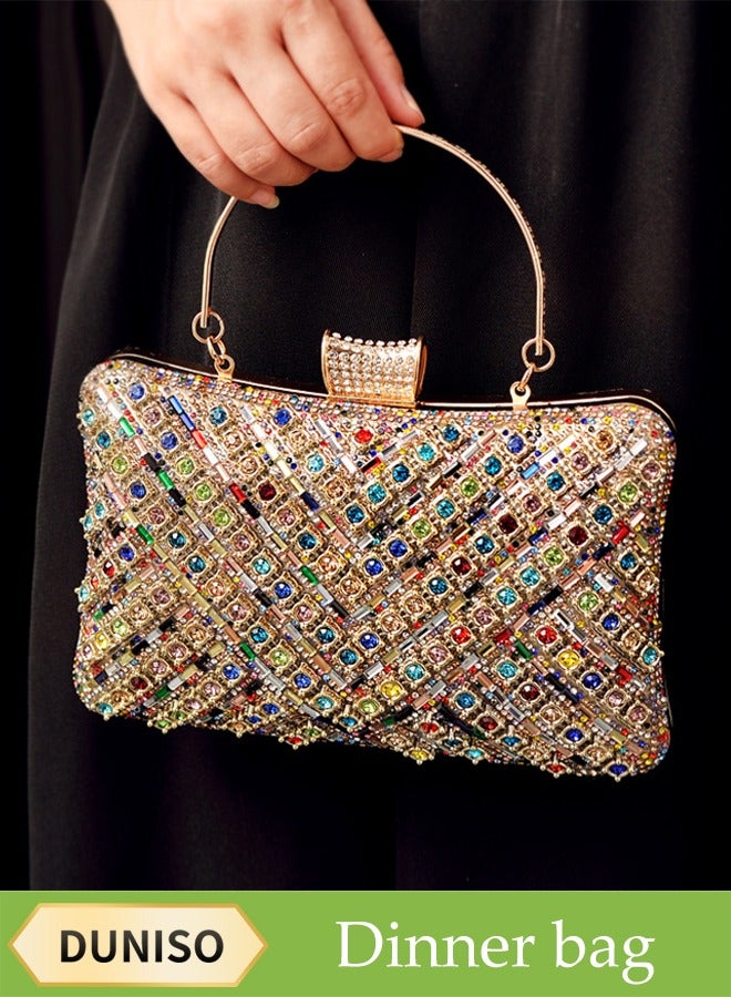 DUNISO Crystal Clutch Bag, Evening Bag, Shiny Luxury Rhinestone Wedding Bridesmaid Handbag, Party Bag, Shiny Banquet Handbag Evening Dress Rhinestone Bag, Suitable for Wedding, Banquet, Party  - Image 1
