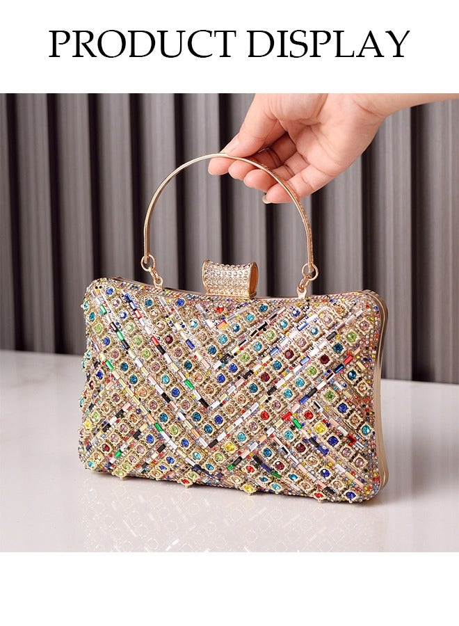 DUNISO Crystal Clutch Bag, Evening Bag, Shiny Luxury Rhinestone Wedding Bridesmaid Handbag, Party Bag, Shiny Banquet Handbag Evening Dress Rhinestone Bag, Suitable for Wedding, Banquet, Party  - Image 3