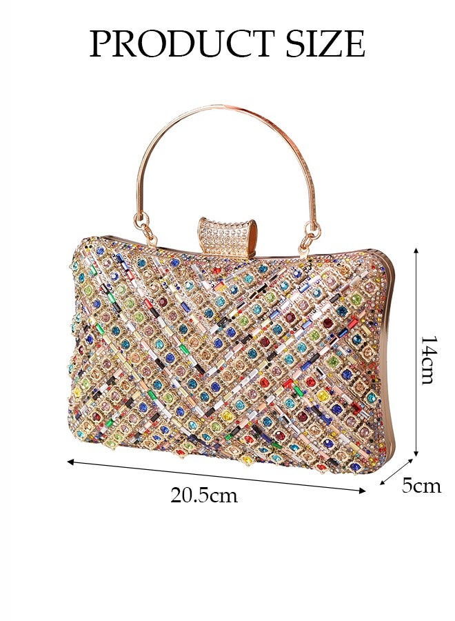 DUNISO Crystal Clutch Bag, Evening Bag, Shiny Luxury Rhinestone Wedding Bridesmaid Handbag, Party Bag, Shiny Banquet Handbag Evening Dress Rhinestone Bag, Suitable for Wedding, Banquet, Party  - Image 2