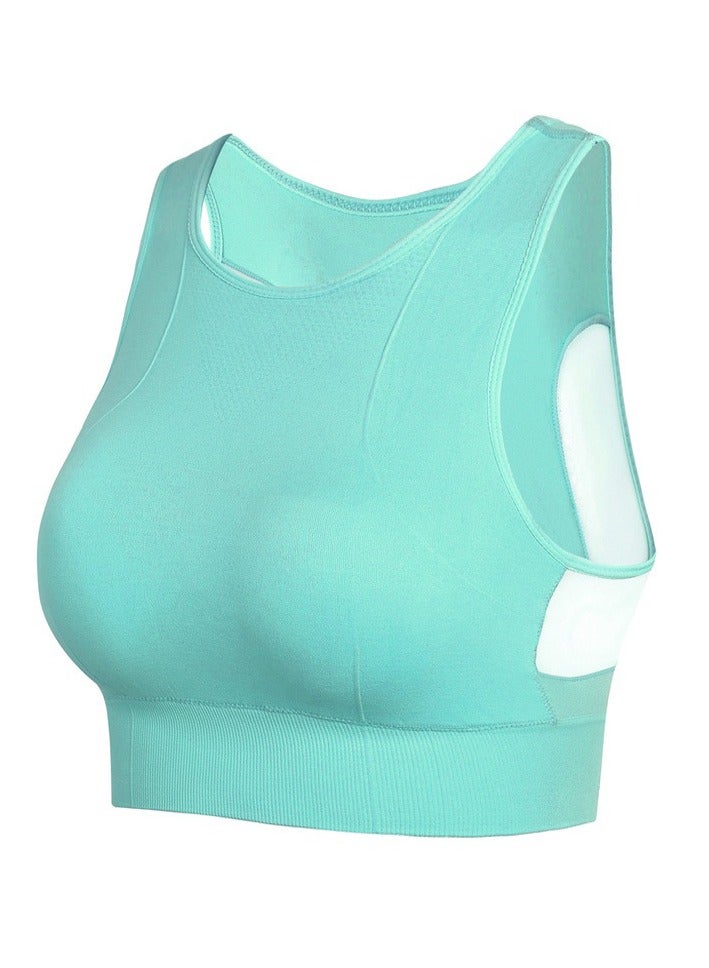 AROAQ Full Coverage Longline Sports Bra, Shockproof Fitness Yoga Running Sports Bra,  Seamless Quick-drying Medium Impact Push Up Tank Top For Yoga Gym Workout, (Size M, Green) - Image 1