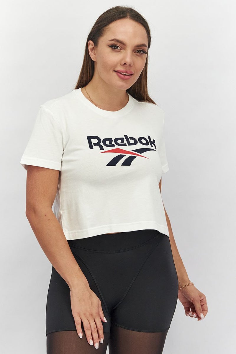 Reebok Women Regular Fit Short Sleeve Outdoor Tops, White Combo - Image 1