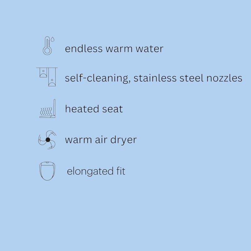 Brondell Brondell Bidet Toilet Seat S1400 Smart Toilet Seat Dual StainlessSteel SelfCleaning Nozzle With Clean Plus Technology Endless Warm Water Bidet Warm Air DryerNightlight Heated Seat Elongated  - Image 3