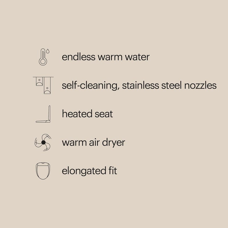 Brondell Brondell Bidet Toilet Seat S1400 Smart Toilet Seat Dual StainlessSteel SelfCleaning Nozzle With Clean Plus Technology Endless Warm Water Bidet Warm Air DryerNightlight Heated Seat Elongated  - Image 4