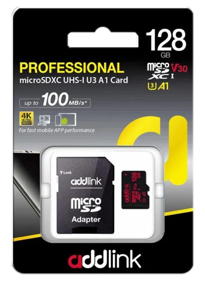 addlink Superior Gaming MicroSDXC 128GB Memory Card with Adapter UHS-I, C10, U3, V30, A1, 4K Video, Up to 100MB/s, for Nintendo-Switch, Steam Deck, ROG Ally, Smartphones, Tablets  - Image 1
