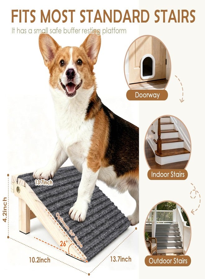 KISIMUY 2 Pack Dog Ramp for Stairs - Foldable Wood Dog Stair Ramp with Non-Slip Carpet Surface, Portable Pet Steps for Stairs, Threshold- Assist Small Dog, Senior and Injured Dogs, Easy Store (Pet Safe) - Image 3