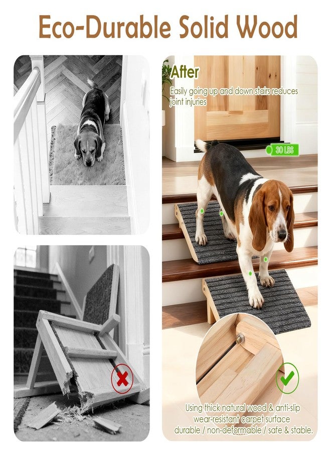 KISIMUY 2 Pack Dog Ramp for Stairs - Foldable Wood Dog Stair Ramp with Non-Slip Carpet Surface, Portable Pet Steps for Stairs, Threshold- Assist Small Dog, Senior and Injured Dogs, Easy Store (Pet Safe) - Image 4