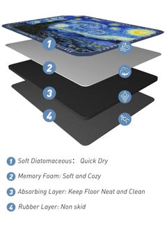 LESTER LESTER Anti-Slip Water Absorbent Bathroom Mat, Quick Drying Bathroom Carpet, Non-Slip Entrance Doormat Diatom Floor Mats, Home Decor Set Bathroom Mat Rectangle Shape Van Gogh Design 50x80cm  - Image 2