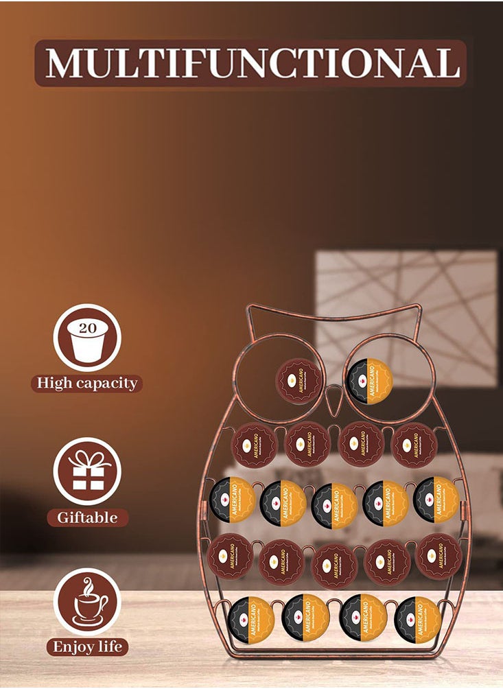 Perfii K-Cup Organizer For Home Kitchen Storage Owl Design with 20 Pods Capacity, Neat and Convenient Coffee Pod Storage  - Image 3