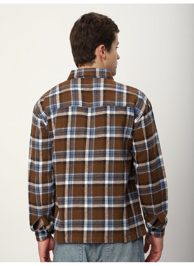 Beyoung Brown Recycled Check Flannel Shirt  - Image 2