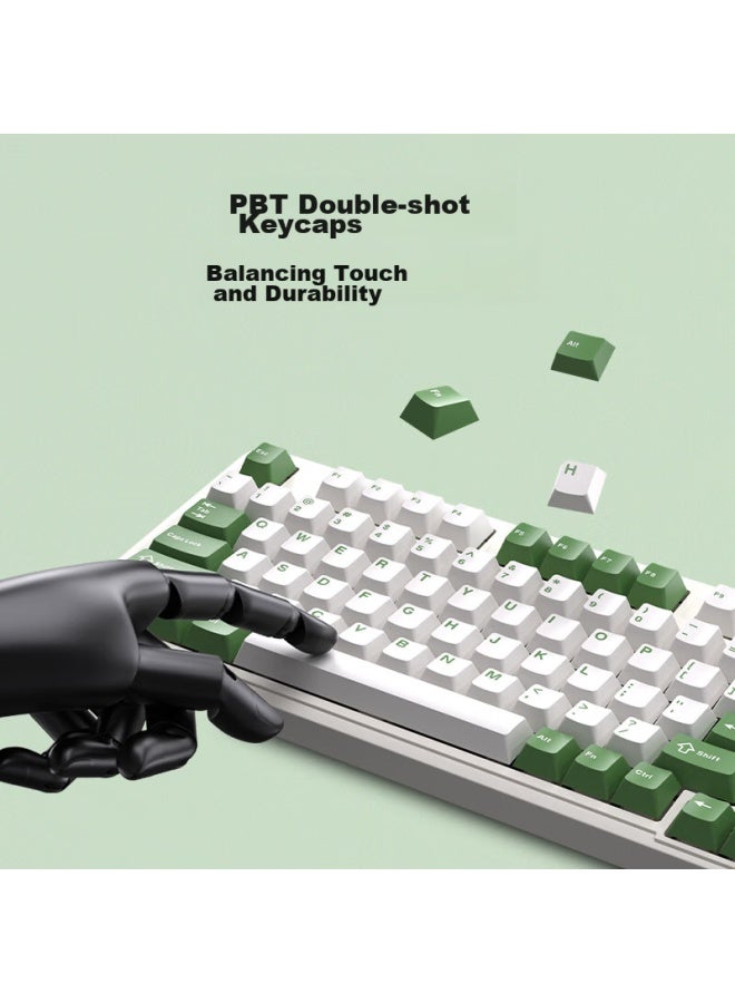 AUSDOM Asdun 98pro Silent Switch Mechanical Keyboard, Gaming, E-sports, Office, Triple-mode Wired, Bluetooth, Wireless, Customizable Keyboard, Full Anti-ghosting, Hot-swappable, Gasket Structure, Green And White - Image 5