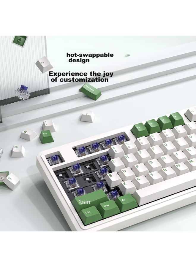 AUSDOM Asdun 98pro Silent Switch Mechanical Keyboard, Gaming, E-sports, Office, Triple-mode Wired, Bluetooth, Wireless, Customizable Keyboard, Full Anti-ghosting, Hot-swappable, Gasket Structure, Green And White - Image 2