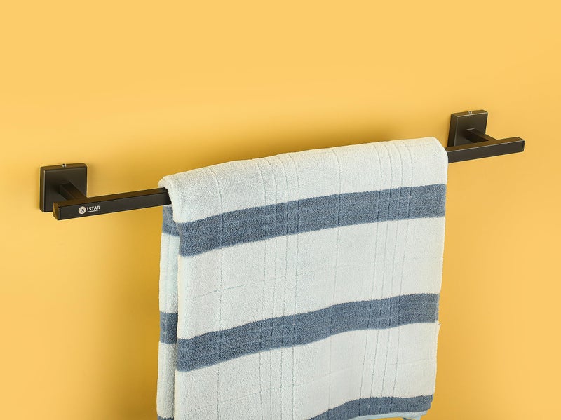 iSTAR Stainless Steel Square Towel Stand/Towel Rod/Towel Holder for Bathroom Cloth Hooks Hanger Door Wall Bedroom Bathroom Robe Hooks Rail for Hanging (Antique Black) - Image 1