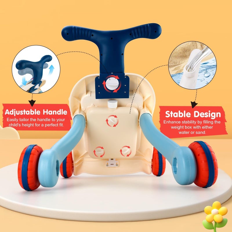 AuntyFey Baby Walker, 3 in 1 Push Walker for Baby Girls Boys, Baby Walking Toy for 1 Year Old Learning to Walk, Sit to Stand Baby Walker Push Toy for Girl 12 Months, Blue - Image 4