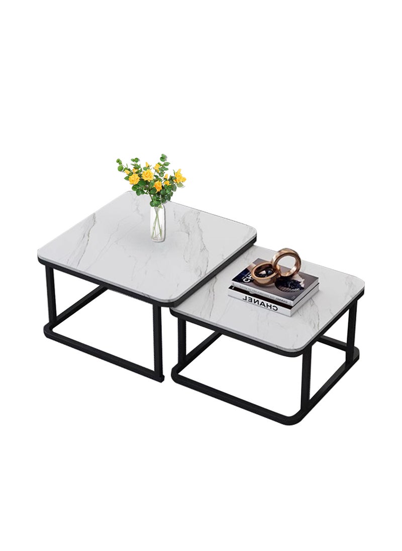 Sharpdo Modern Slate Tempered Glass Simple Coffee Table Combination - Image 1