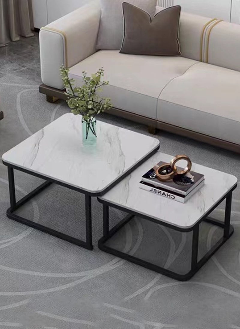 Sharpdo Modern Slate Tempered Glass Simple Coffee Table Combination - Image 2
