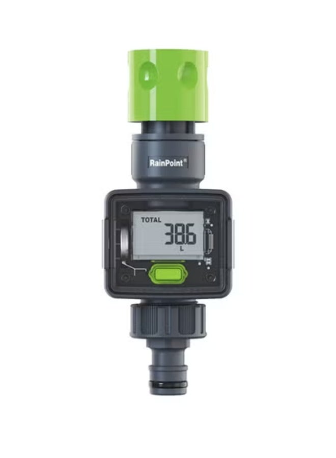 عداد مياه RAINPOINT لخرطوم الحديقة، عداد تدفق المياه GPM تتبع معدل التدفق جالون لتر استهلاك المياه لسقي خرطوم الحديقة في الهواء الطلق، تعبئة خزان المياه RV، رشاش الحديقة، بخاخ الفوهة - Image 1
