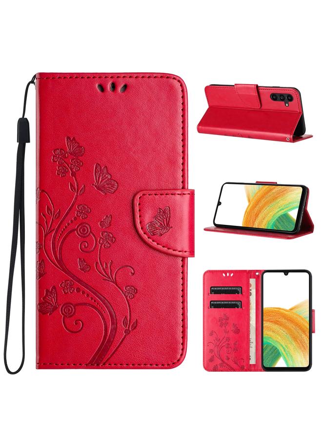 S-TOP Case For Samsung Galaxy S24 5G Butterfly Flower Pattern Flip Leather Phone Case - Image 1