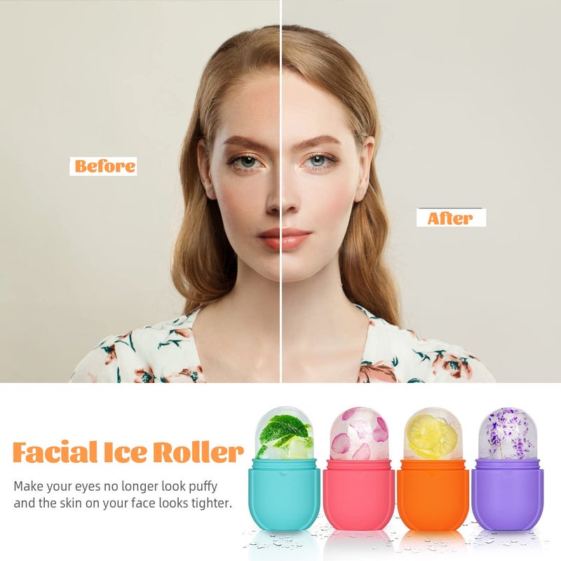 iMeasy Ice Roller for Face and Eye, Gua Sha Facial Tools ,Puffiness Relief Ice Roller Skin Care ,Ice Facial Cube, Neck Massage, Silicone Ice Mold for Face Beauty,Self Care Gifts for Women ( Orange) - Image 4
