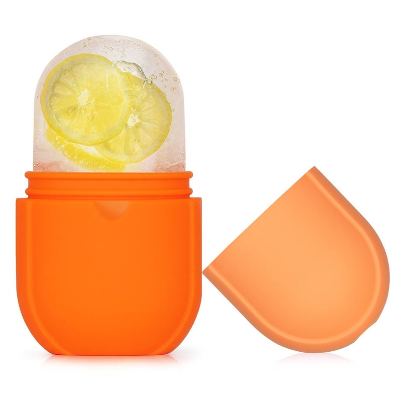 iMeasy Ice Roller for Face and Eye, Gua Sha Facial Tools ,Puffiness Relief Ice Roller Skin Care ,Ice Facial Cube, Neck Massage, Silicone Ice Mold for Face Beauty,Self Care Gifts for Women ( Orange) - Image 1