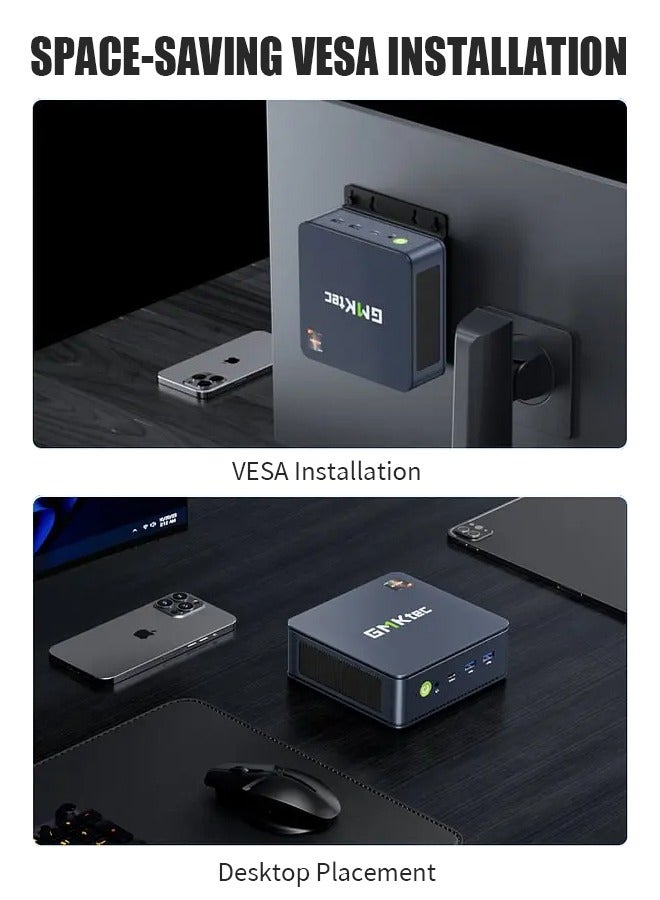 جمكتيك جي إم كيه تك M5 بلس حاسوب ألعاب ميني Ryzen 7 5825U (ترقية 5700U)، ذاكرة عشوائية 16 جيجابايت، قرص SSD سعة 512 جيجابايت، ويندوز 11 برو، LAN مزدوج NIC 2.5GbE، حواسيب سطح المكتب، عرض ثلاثي بدقة 4K، WiFi 6E، USB3.2، USB-C، Bluetooth 5.2، DP، HDMI 2.0 - Image 5