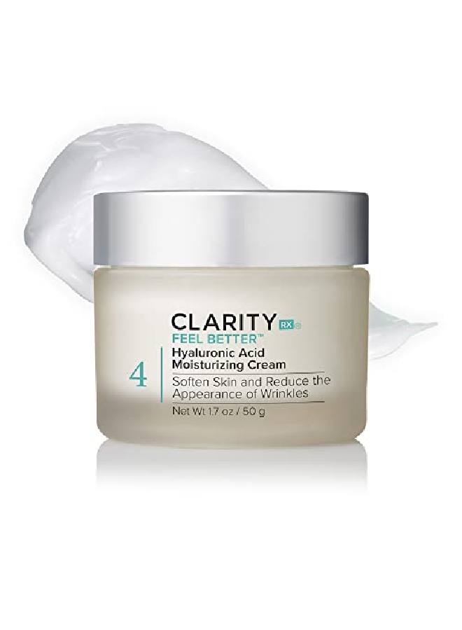 ClarityRx مرطب الوجه Feel Better بحمض الهيالورونيك مع زيت بذور الجوجوبا، كريم مرطب للوجه من أصل نباتي لجميع أنواع البشرة، خالٍ من البارابين، للعناية الطبيعية بالبشرة (17 أونصة) - Image 1