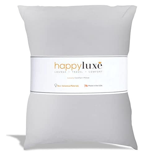 Happyluxe Odyssey Travel Pillow for Long Flights - Soft, Small, Alternative to Down and Memory Foam. 17 x 13in - Made in The USA, Silver Gray Airplane Pillow for Adults Sleeping, Camping or Nap - Image 1