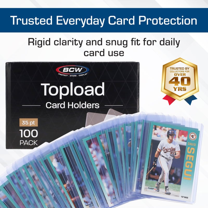 BCW 3x4 Standard Topload Card Holders | 500 Pack | Top Loaders for Cards | Rigid Card Protector | Fits Standard Size Cards Up to 20pt - Image 2