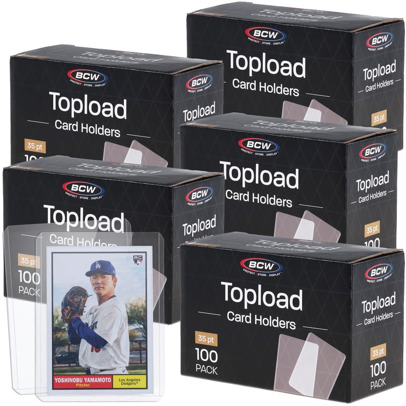 BCW 3x4 Standard Topload Card Holders | 500 Pack | Top Loaders for Cards | Rigid Card Protector | Fits Standard Size Cards Up to 20pt - Image 1