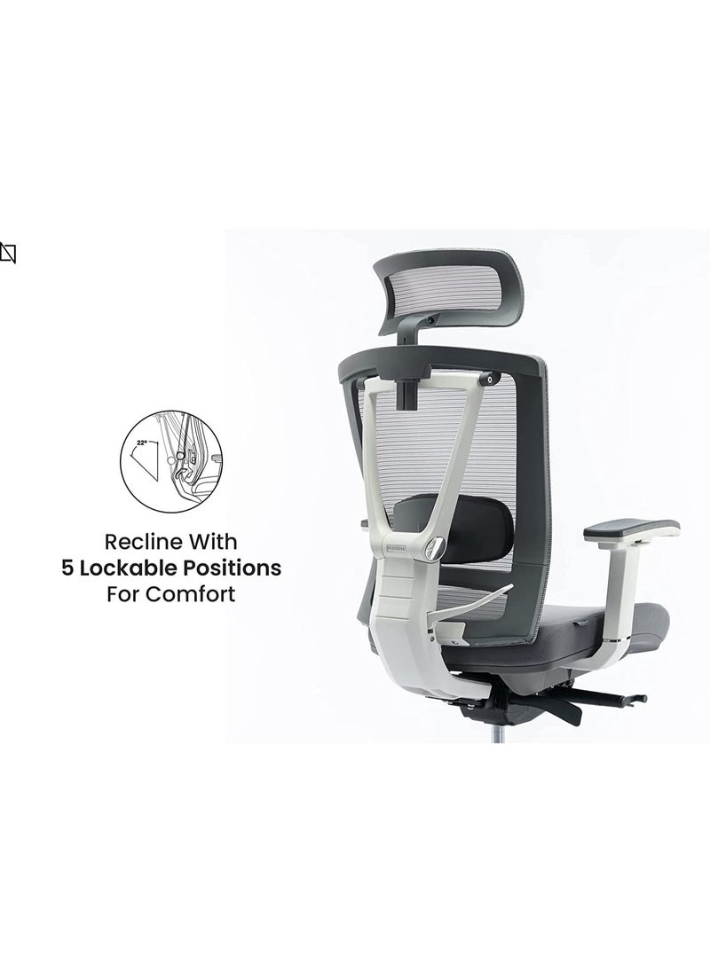 NAVODESK HALO Chair Premium Ergonomic Gaming & Office Chair with Multi Adjustable Features (Light Grey)  - Image 4