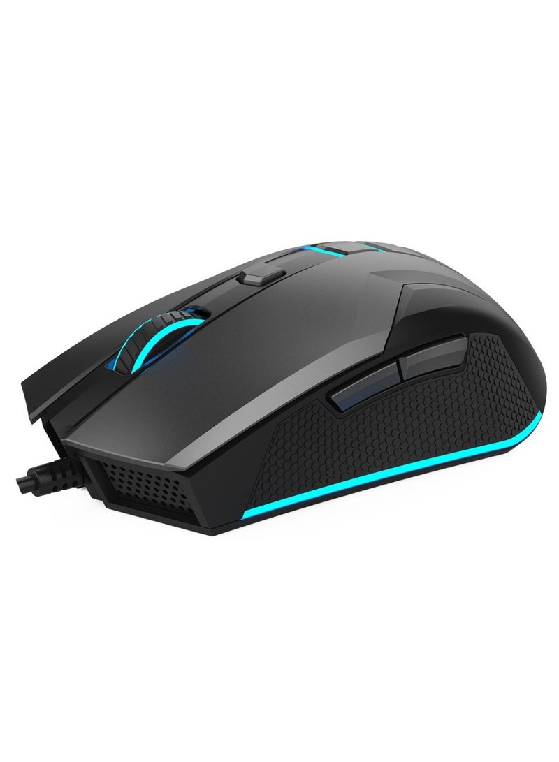 Wired Gaming Ergonomic Gaming Optical Mouse DM8800 , RGB Backlight OMRON 7N(10M) Micro Switch , 5000 DPI , fast response and enhanced durability - Black  - Image 2