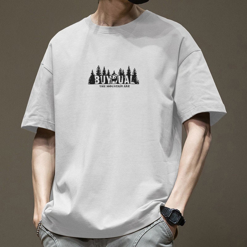 Printed Ins Trend Short-Sleeved T-Shirt Men's Summer American Loose T-Shirt Bottoming Shirt - Image 2