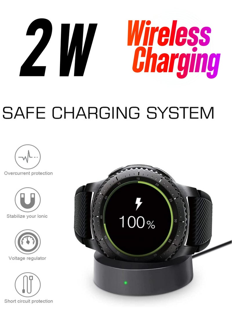 Replacement Charging Cradle Wireless Charging Dock for Samsung Gear S3 Classic SM-R770 / S3 Frontier SM-R760 Smartwatch with Micro USB Cable BLACK  - Image 1