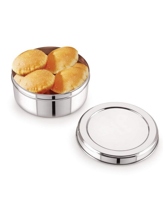 neelam Stainless Steel 10, 26 Gauge Puri Belly Dabbas/Canisters, Used to Store Rotis, Parathas, Store Kitchen Ingredients like Spices, Lentils & Grains, Cookies, Steel Utility, 825 ml, Sliver - Image 3