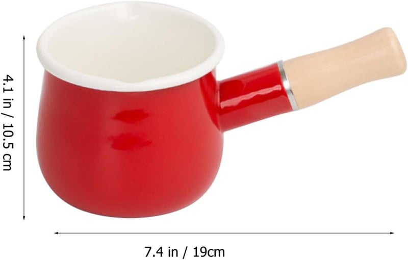 SUPVOX Japanese Style Enamel Milk Pot Small Food Saucepan Red Anti-scald Butter Warmer Pan for Home Cooking - Image 2
