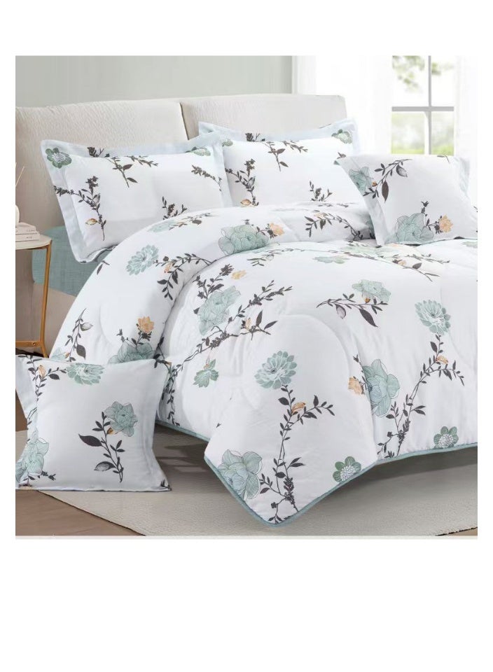 بلو سكاي طقم لحاف نفرين نظام وجهين مفرش مكون من ٦ قطع , لحاف بحشوة ٦ قطع , مايكروفايبر100% لحاف مقاس 260 في 240 سم - Image 2