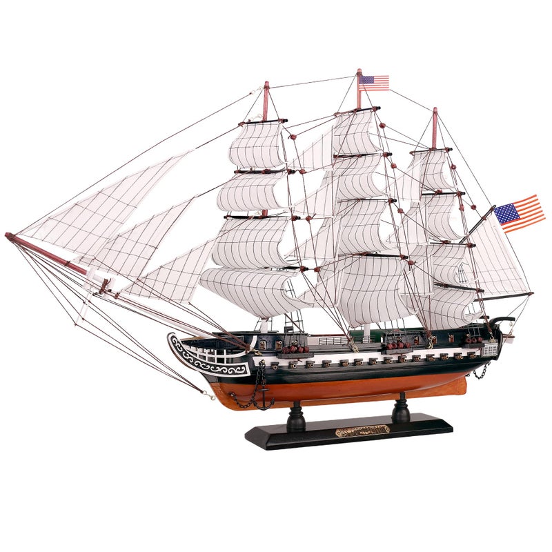 NAUTIMALL USS Constitution Wooden Model Ship 27" Replica Nautical Sailboat Decor - Image 1
