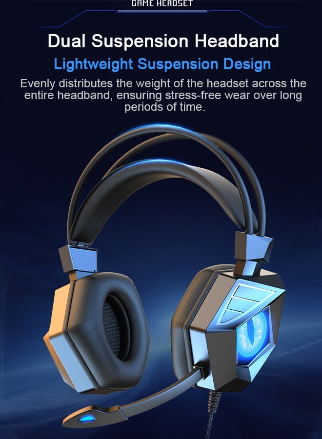 Bolivia's Gaming Headset Wired with Mic, LED Light, Stereo Surround Sound, Soft Memory Earmuffs, Noise Cancelling Over-Ear - Compatible for PS4, PS5, Xbox One, Xbox Series, Nintendo Switch, PC  - Image 3