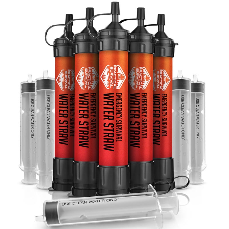Practical Survival 5 High-Capacity Emergency Water Straws â€“ Lightweight, Reusable, 1800-gallon Filters for Camping, Hiking, Travel, Biking, Survival, and Emergencies. No Expiration Date, Perfect for preparedness - Image 1