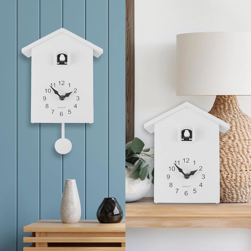 WALPLUS Modern Cuckoo Clocks for Wall Hourly Chiming Coo Coo Clock Volume Adjustable Cookoo Clock Removable Pendulum Christmas Cuckoo Gift White Interior Decoration - Image 2