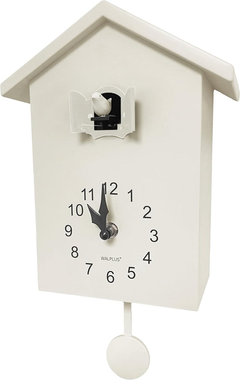 WALPLUS Modern Cuckoo Clocks for Wall Hourly Chiming Coo Coo Clock Volume Adjustable Cookoo Clock Removable Pendulum Christmas Cuckoo Gift White Interior Decoration - Image 1